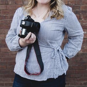 Old Navy Wrap Front Striped Blouse/Top